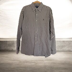 Ralph Lauren Golf Classic Fit Size Large Brown and White Gingham Shirt